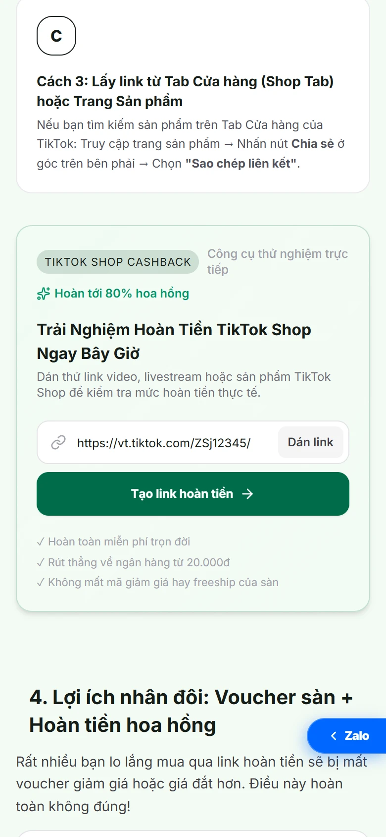 Dán link TikTok Shop vào Dathangonline để nhận link mua hàng hoàn tiền